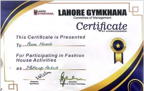 Fashion House Makeup Artist Recognition – Lahore Gymkhana